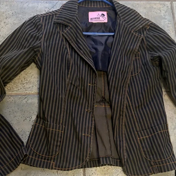 Vintage Serious LA Home of Rockers Black Pinstripe Blazer